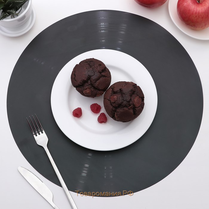 Салфетка сервировочная на стол «Виниловая пластинка», d=38 см, цвет чёрный