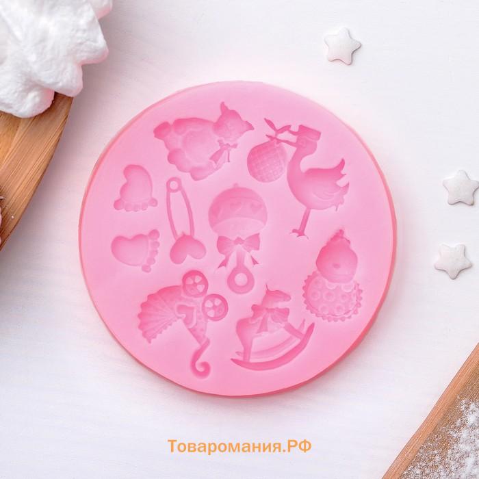Молд  «Для новорождённого», силикон, d=7.5 см, розовый