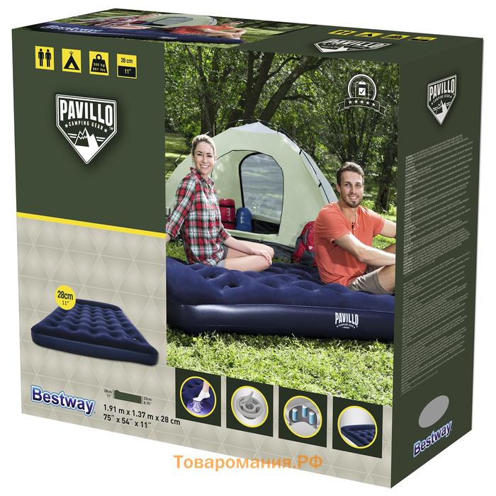Матрас надувной Bestway Pavillo, 191×137×28 см, с встроенным ножным насосом, 67225