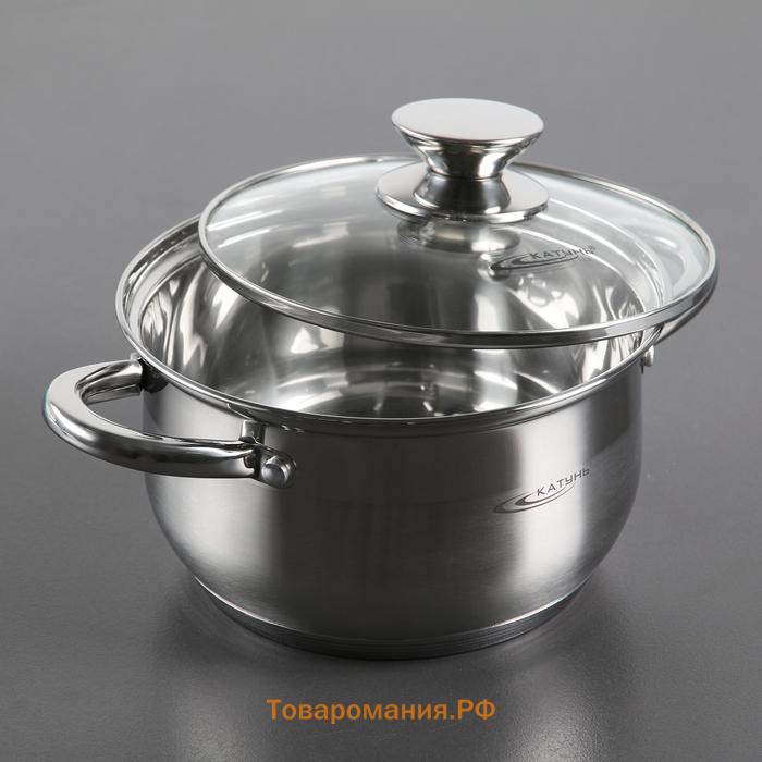 Кастрюля Катунь «Диана», 2.5 л, d=18 см, капсульное дно, индукция, нержавеющая сталь