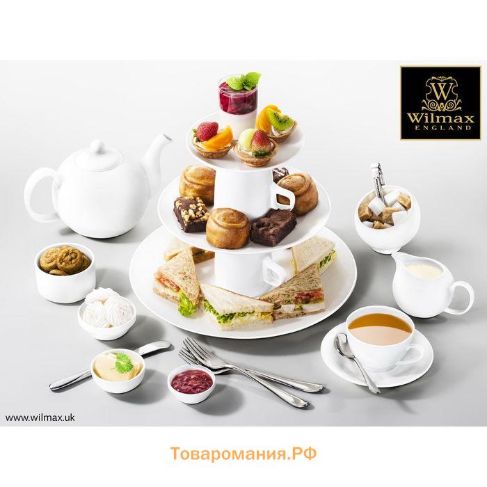 Тарелка пирожковая с утолщённым краем Wilmax Olivia Pro, d=18 см, фарфор, белая