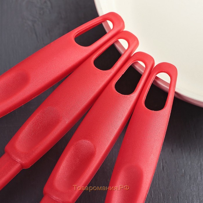Набор кухонных принадлежностей «Радуга», 30 см, 4 предмета, цвет красный