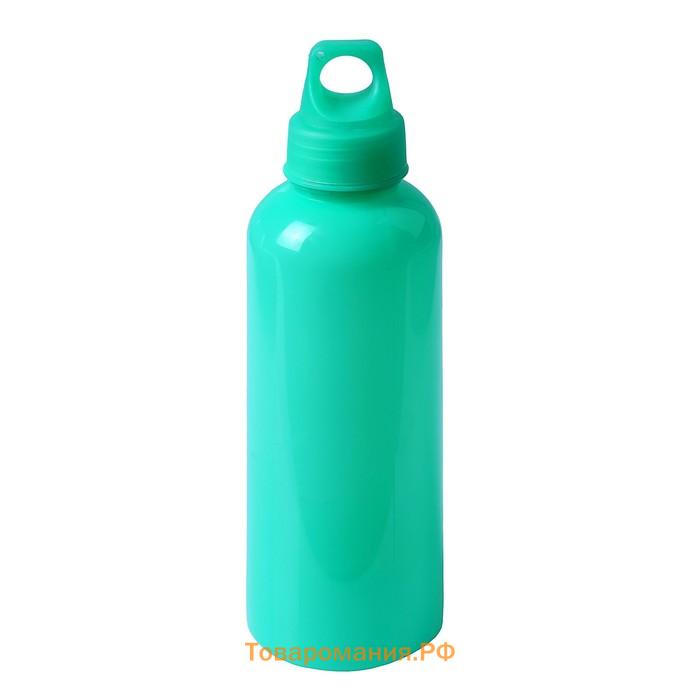 Бутылка для воды, 650 мл, с карабином, 22 х 7 см, синяя