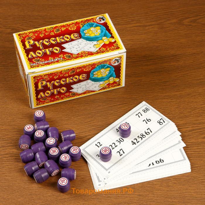 Русское лото «Классическое», 24 карточки, 90 бочонков, 96 фишек