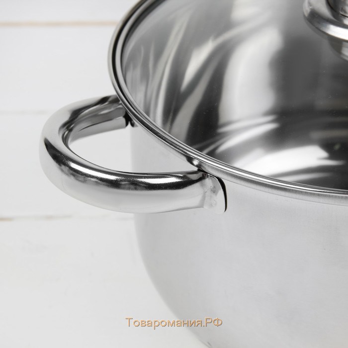Набор посуды из нержавеющей стали «Классика», 8 предметов: ковш 1,5 л, 2 кастрюли 2/3 л, сковорода d=24 см, крышки, стенки 0,3 мм, дно 5 мм
