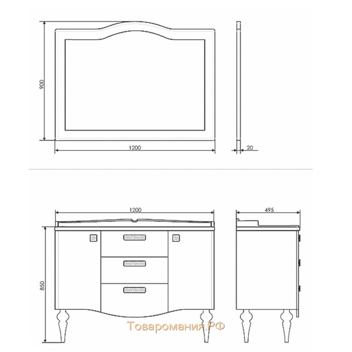 Зеркало Comforty Монако 120, цвет белый