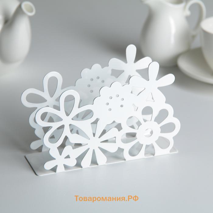 Салфетница «Цветы», 13×4.5×9 см, белая