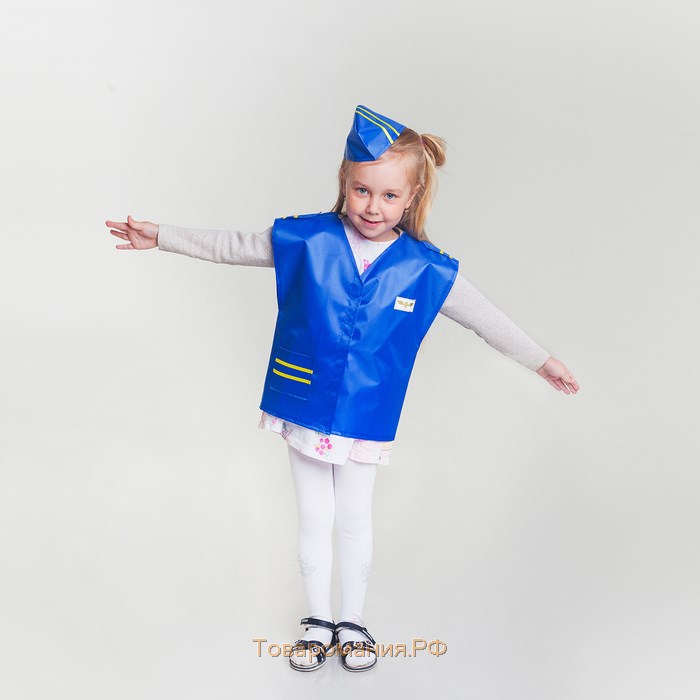 Карнавальный костюм "Стюардесса", жилетка, пилотка, 4-6 лет, рост 110-122 см