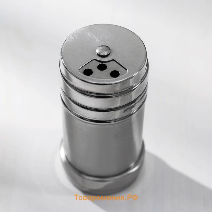 Солонка «Металлик», 120 мл, 4.3×8 см, нержавеющая сталь, серебристая