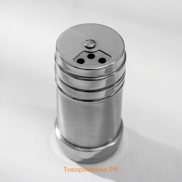 Солонка «Металлик», 120 мл, 4.3×8 см, нержавеющая сталь, серебристая