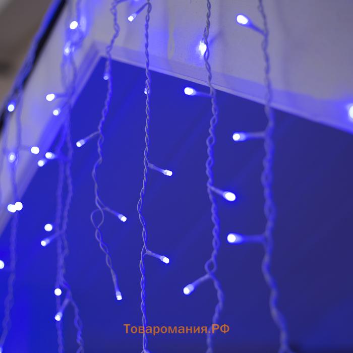 Гирлянда «Бахрома» 3 × 0.9 м, IP44, УМС, белая нить, 232 LED, свечение синее, 220 В