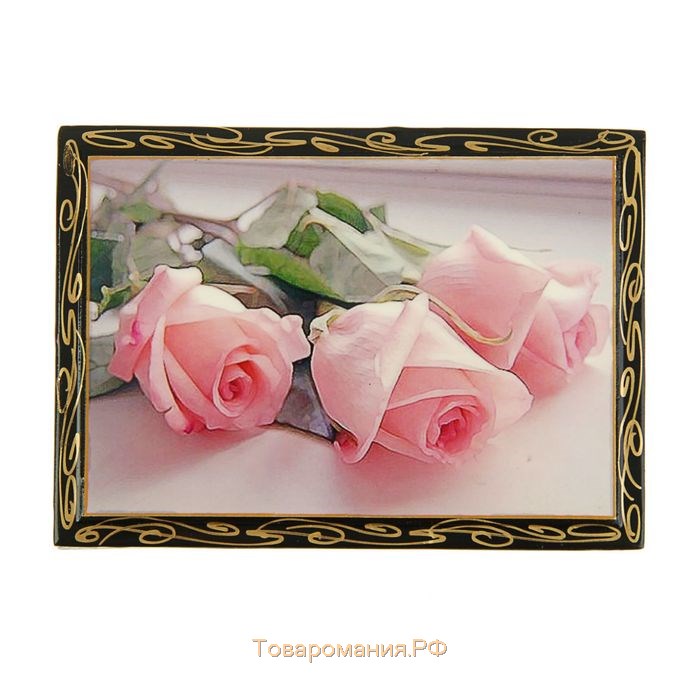 Шкатулка «Розы», 10×14 см, лаковая миниатюра