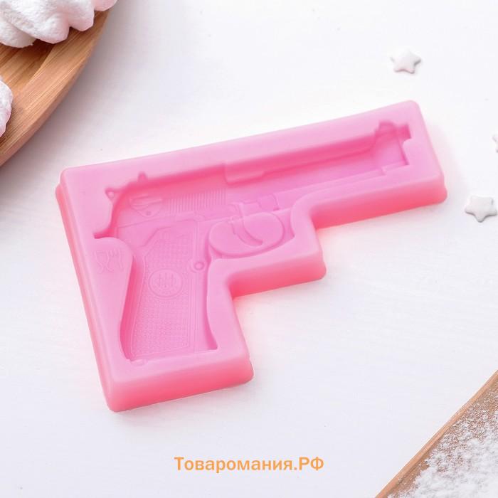 Молд для заливки «Пистолет», силикон, 11×7.5×1 см, розовый
