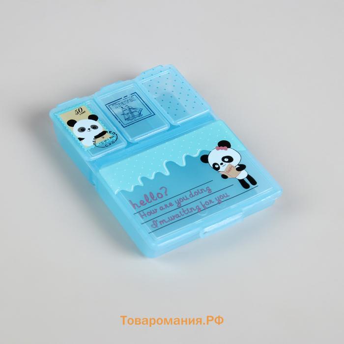 Таблетница, 9.2×6.5×1.6 см, 4 секции, МИКС