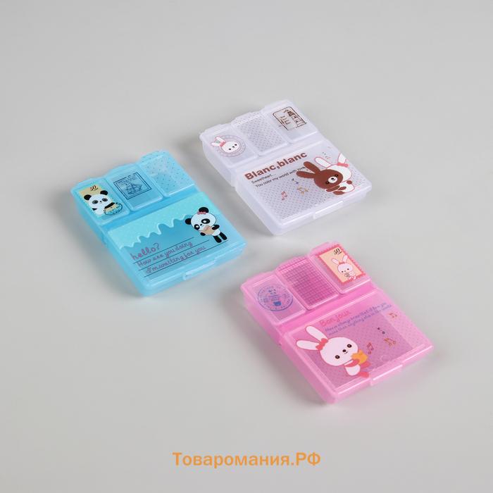 Таблетница, 9.2×6.5×1.6 см, 4 секции, МИКС