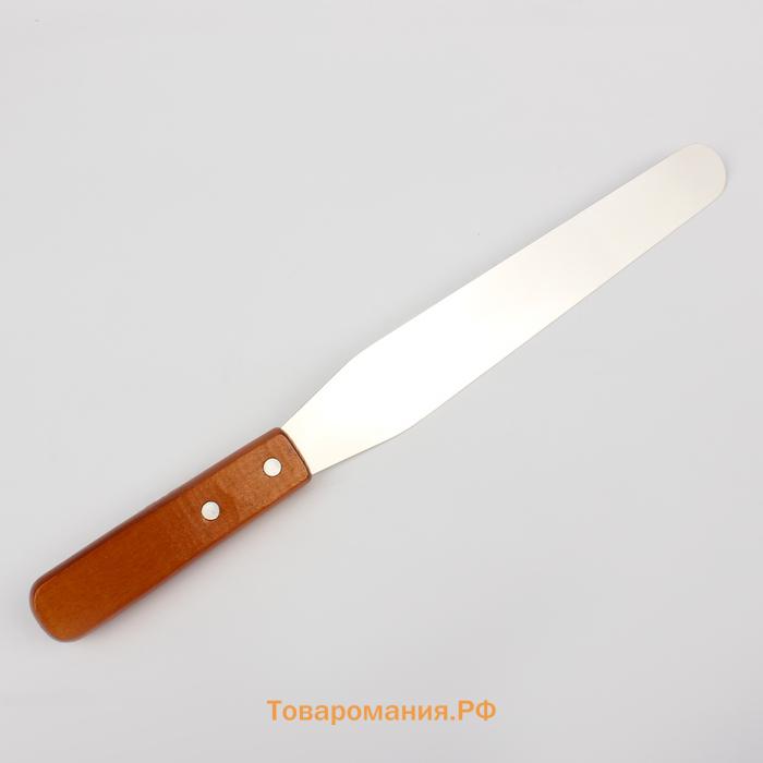 Кондитерская лопатка - палетка, прямая, 37.5 см, рабочая часть 25 см, коричневая