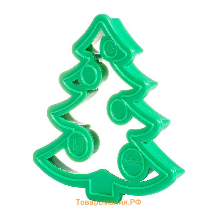 Форма для печенья «Ёлочка», вырубка, штамп, 8,5×8 см, цвет зелёный