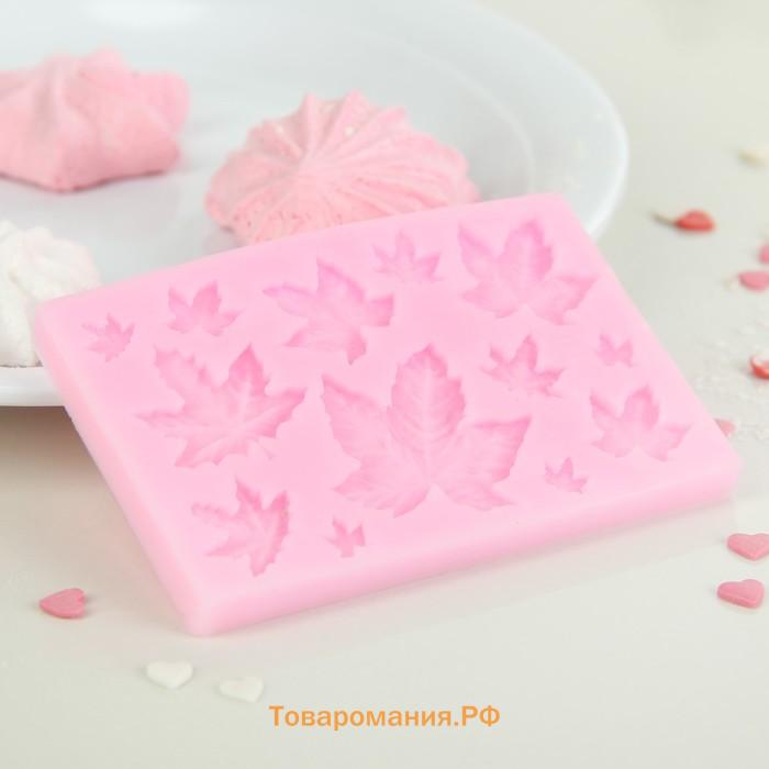 Молд для заливки  «Листья», силикон, 9.5×6.3 см, розовый