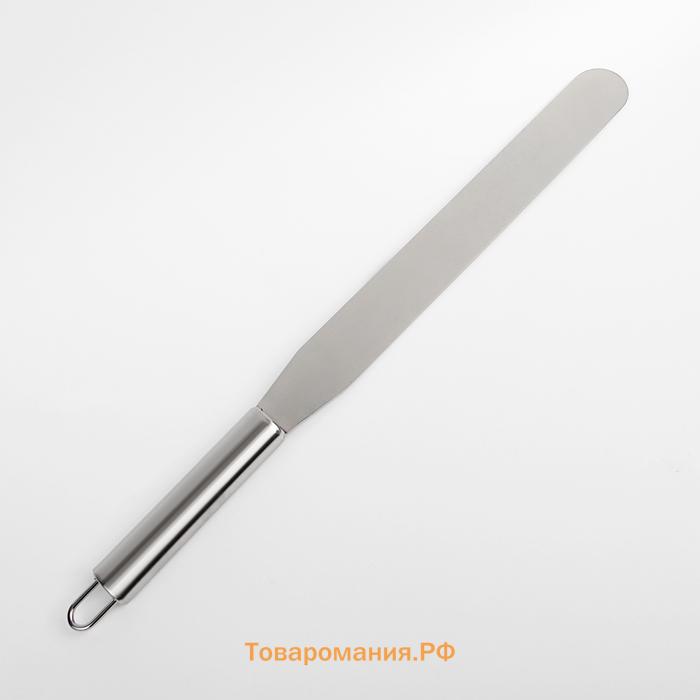 Кондитерская лопатка - палетка прямая , 37×3 см, рабочая часть 24.5 см, серебристая