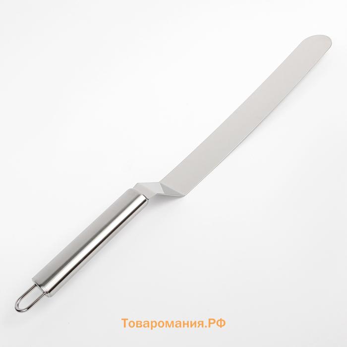 Кондитерская лопатка - палетка изогнутая , 36.5×3 см, рабочая часть 24.5 см, серебристая