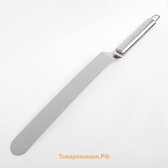 Кондитерская лопатка - палетка изогнутая , 36.5×3 см, рабочая часть 24.5 см, серебристая