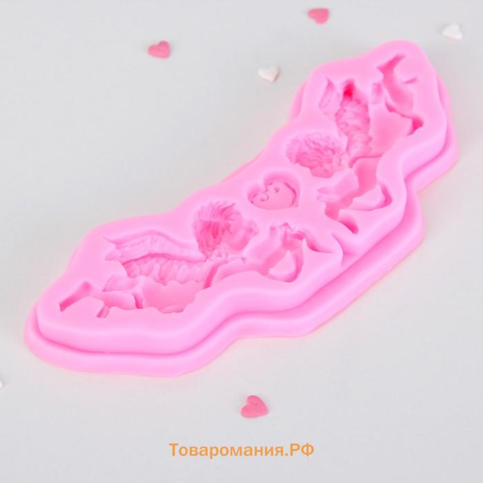Молд для заливки  «Ангелы», силикон, 16×5.5×1 см, розовый