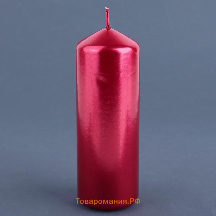 Свеча "Столбик", красный металлик, 5,5×15см