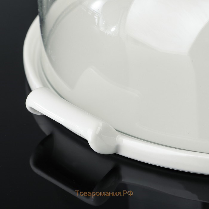 Блюдо керамическое с крышкой-клош для десертов Valencia, 31×28×19 см, цвет белый