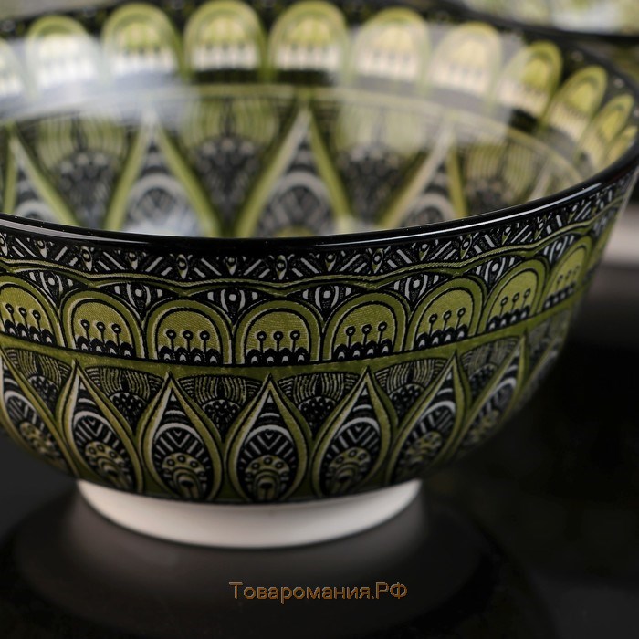 Салатник керамический «Мирсоле», 350 мл, d=12,5 см, цвет зелёный