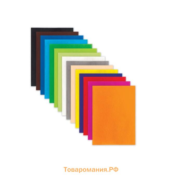 Фетр А4 BRAUBERG, 15 листов, 15 цветов