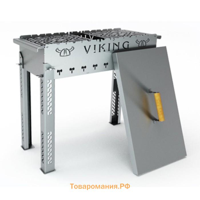 Мангал VikinG, с подвесной полкой, кронштейном для кочерги и крышкой, 74 х 34 х 21 см