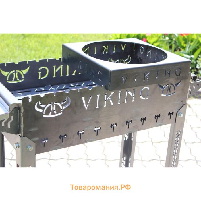 Мангал VikinG, с подвесной полкой, кронштейном для кочерги и крышкой, 74 х 34 х 21 см