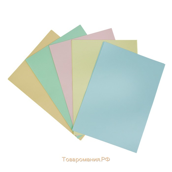 Бумага цветная А4, 50 листов CREATIVE Пастель, 5 цветов, 80 г/м2