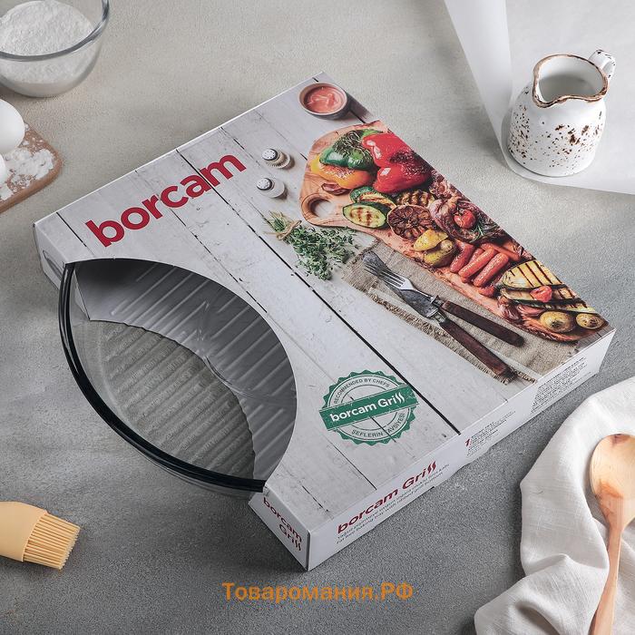 Форма круглая для запекания и выпечки Paşabahçe Grill Borcam, d=32 см, жаропрочное стекло, прозрачная