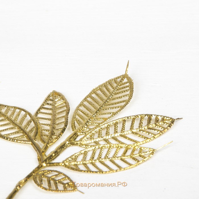 Декор блеск "Веточка лиственного дерева" 16х22 см, микс (золото, серебро)