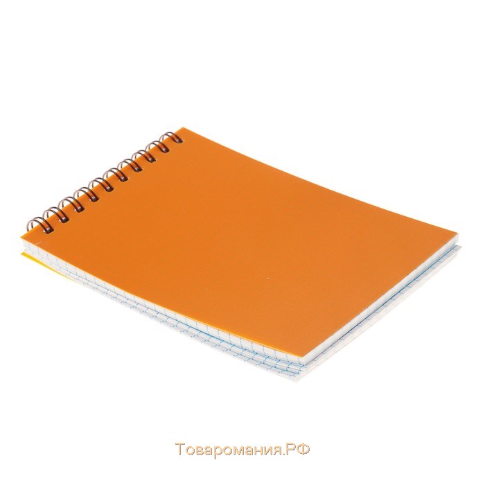 Блокнот А6, 80 листов в клетку на гребне "Оранжевый. Неон", пластиковая обложка, блок офсет