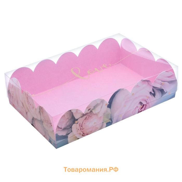 Коробка для печенья, кондитерская упаковка с пластиковой крышкой, «Прекрасные грёзы», 20 х 30 х 8 см