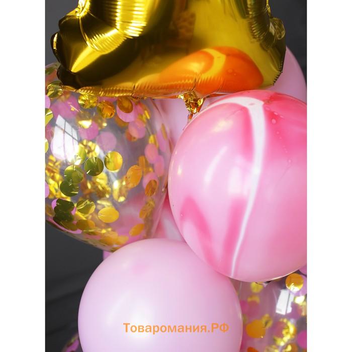 Воздушные шары с конфетти «1 годик», розовые, 10 шт.