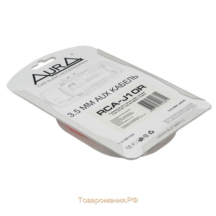 Кабель AUX AURA RCA-J10R, красный, 1 м