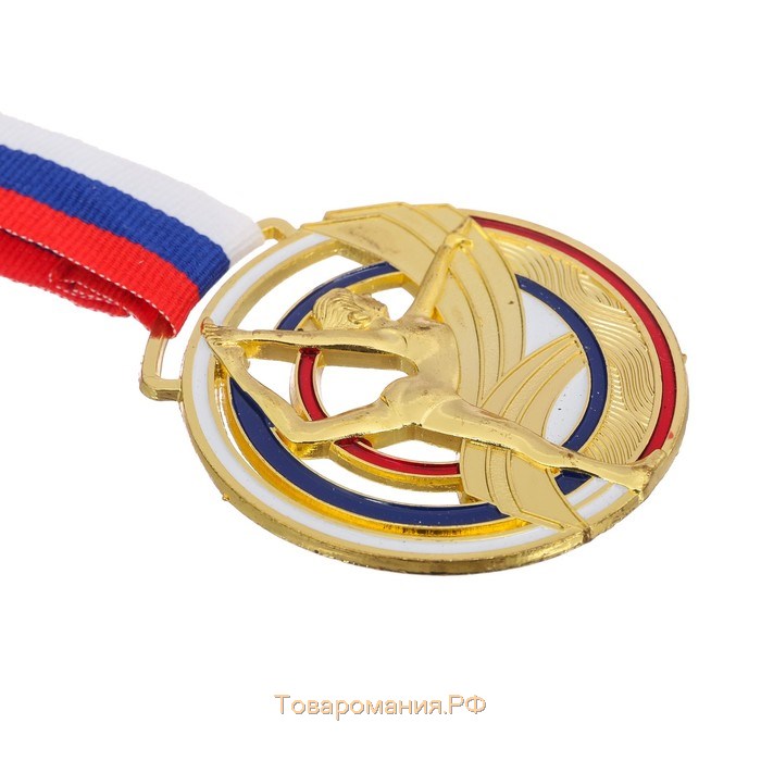 Медаль тематическая 142 «Гимнастика», d= 6 см. Цвет золото. С лентой