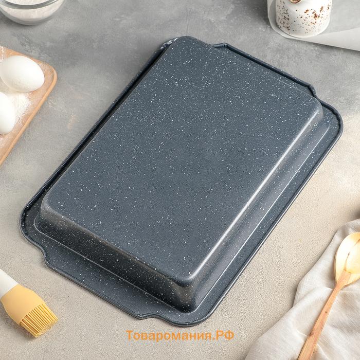Противень  «Прямоугольник. Элин», 40.5×27×4.5 см, антипригарное покрытие, серый