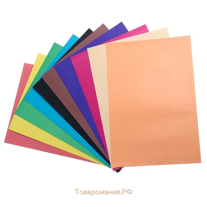 Бумага цветная А4, 10 листов, 10 цветов Calligrata "Лисенок", офсет, в папке