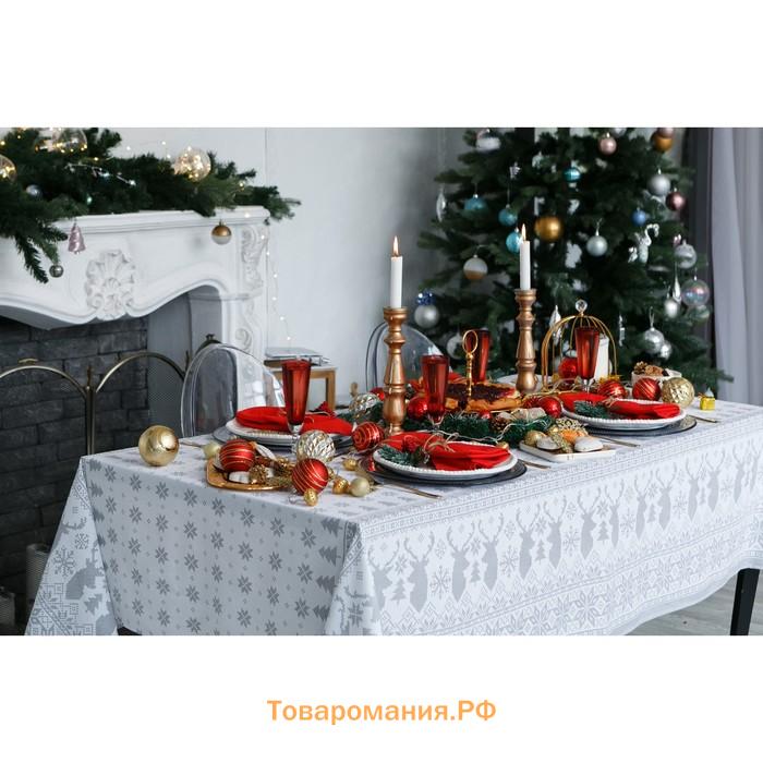 Скатерть новогодняя "Сканди стиль" 180х146 см, 100% хлопок, 164 г/м2