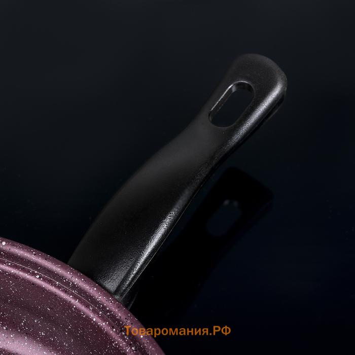 Набор посуды Promo Stone violet: кастрюля 3 л, d=24 см, ковш 1.3 л, сковорода d=24 см, крышки 2 шт., антипригарное покрытие, бордовый