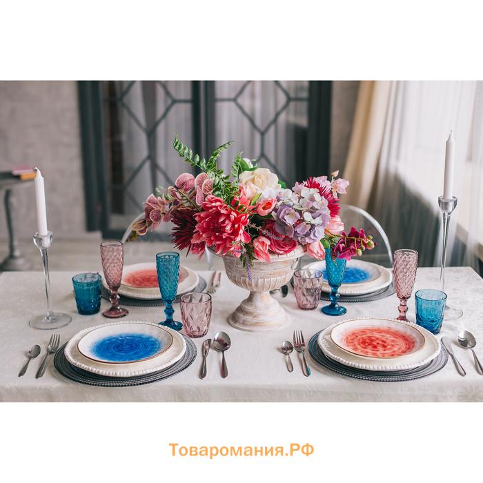 Тарелка  «Космос», d=21.2 см, фарфор, белая, синяя