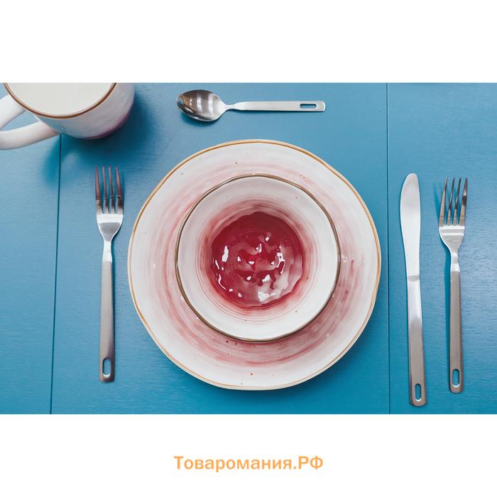 Тарелка  «Космос», d=21.2 см, фарфор, белая, красная