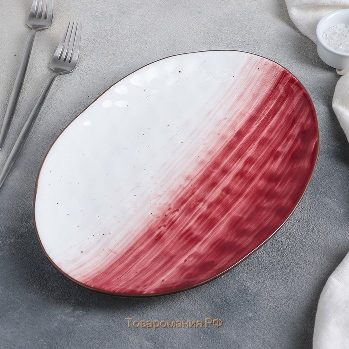 Блюдо фарфоровое «Космос», 31,5×22 см, цвет красный