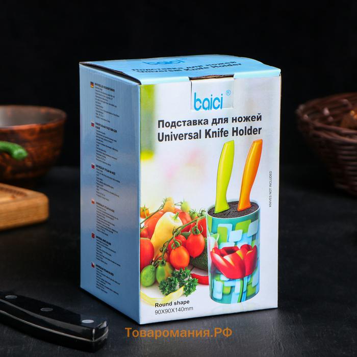 Подставка для ножей с наполнителем  «Кракле», 14×9 см, чёрная