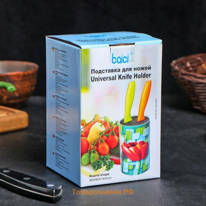 Подставка для ножей с наполнителем  «Кракле», 14×9 см, чёрная