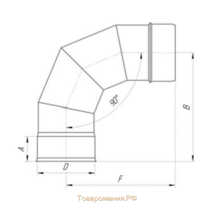 Отвод 90°, d 100 мм, нержавейка 0.5 мм